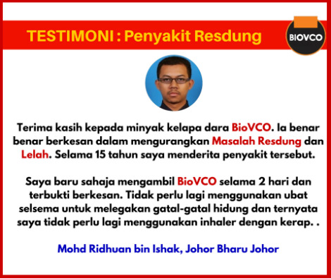 testimoni resdung minyak kelapa dara - BioVCO