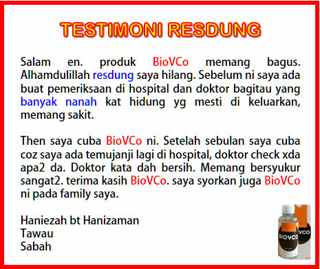 Testimoni Resdung dengan BioVCO